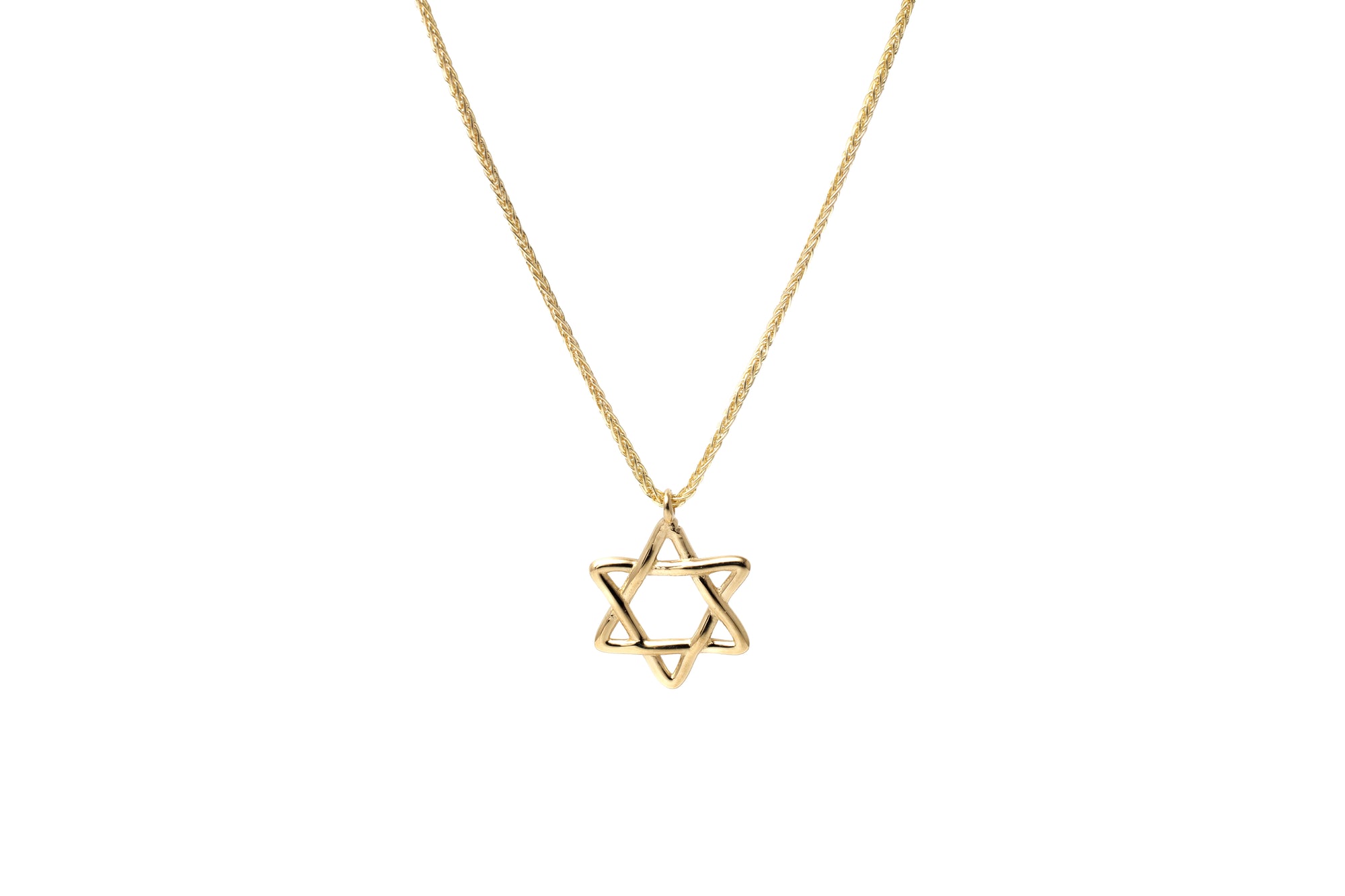 Necklace, Star with Woven Design, 14K Gold, Includes Adjustable Chain