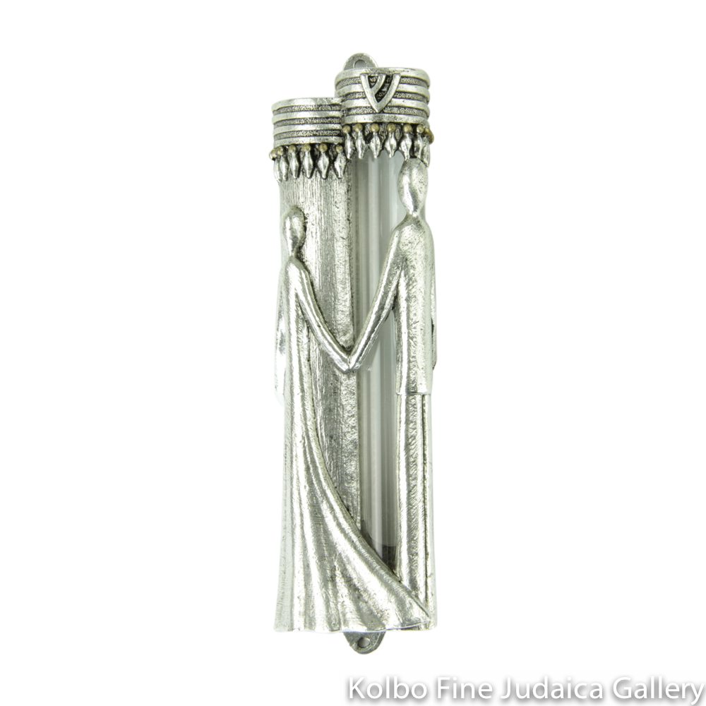 Wedding Mezuzah, Married Style, Silver-Plated Pewter Base