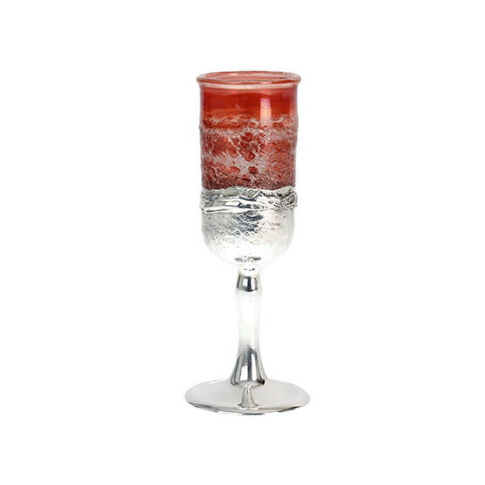 Kiddush Cup, Electroform Sterling Silver and Maroon Tone Glass