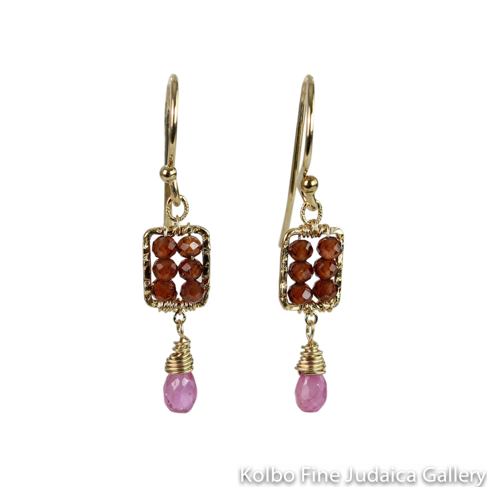 Earrings, Mozambique Garnet and Pink Sapphire