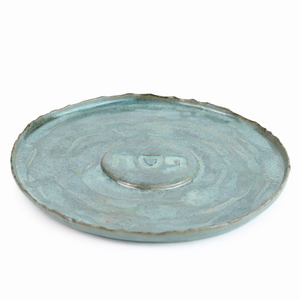 Seder Plate, High Fired Ceramic with Mixed Patina Glaze, Wheel Thrown with Hand Sculpted Edges