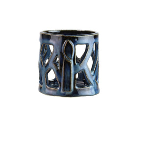 Yahrtzeit Candle Holder, Hand Cut Candle Design, Ceramic with Assorted Glazes