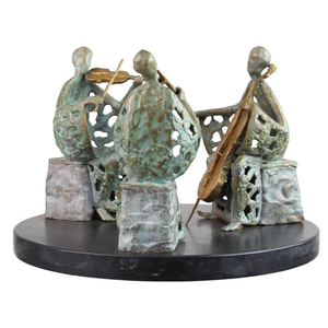 One and Two and..., Bronze Sculpture on Rotating Slate Base, 7"x12", Numbered Edition