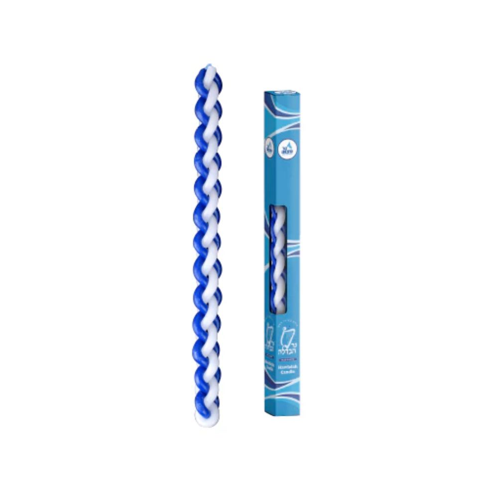 Havdalah Candle, Blue and White, Rounded