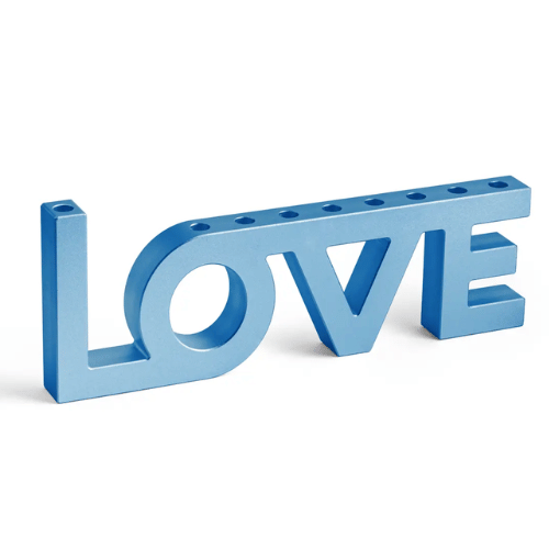 Menorah, Love Design, Blue Anodized Aluminum