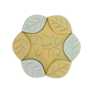 Travelling Candlesticks, Interlocking Leaf Design, Gold and Gray Anodized Aluminum