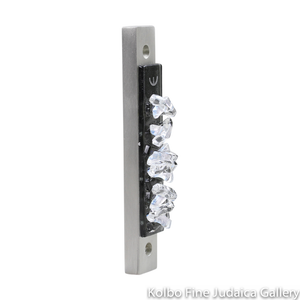 Mezuzah, Woven Collection, Gray, Dark Silver, and Clear Fused Glass and Metal, Kolbo Exclusive