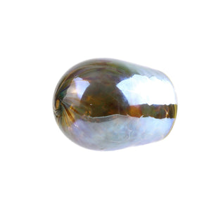 Breaking Glass and Pouch, Luster Amber Green, Hand Blown