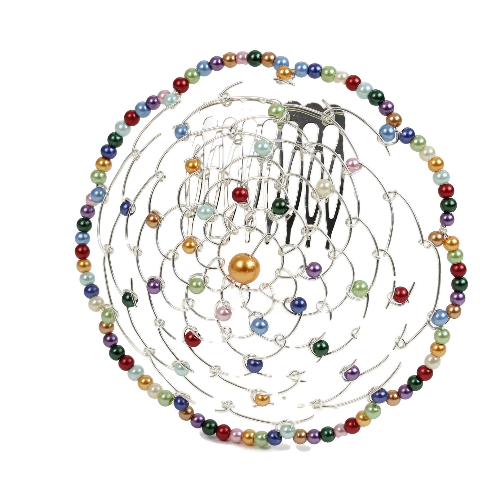 Kippah, Beaded Wire Kippah, Multicolor Beads with Comb