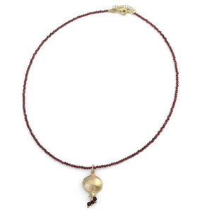 Necklace, Pomegranate Design, Garnets with Gold Plate Detail over Sterling Silver