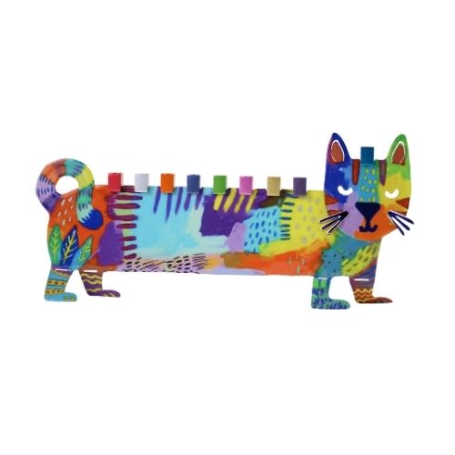 Menorah, Double-Sided Cat, Lasercut Metal