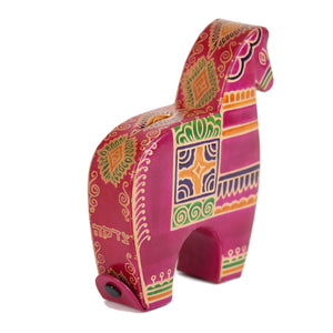 Tzedakah Box, Horse Design, Painted Leather