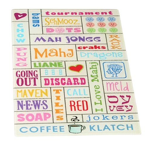 Cutting Board, Mah Jongg Design, Tempered Glass