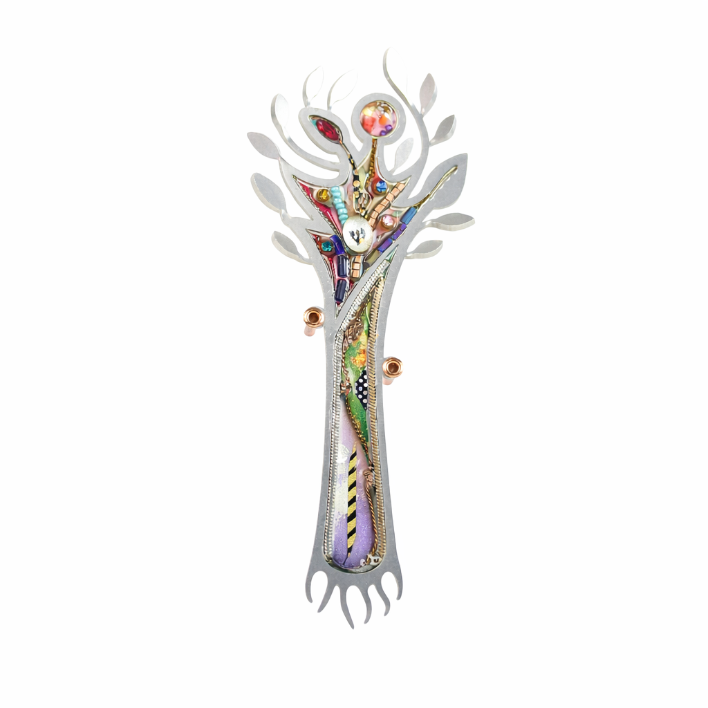 Mezuzah, Tree Of Life, Resin and Stainless Steel