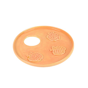Honey and Apple Set, Coral Glaze with Apples, High-Fired Ceramic