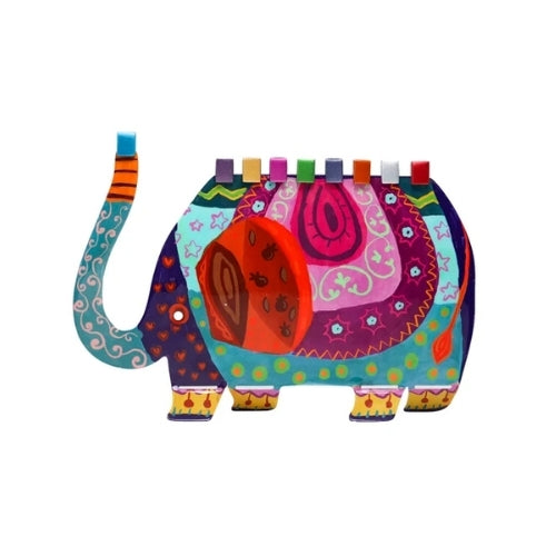 Menorah, Double-Sided Elephant, Lasercut Metal
