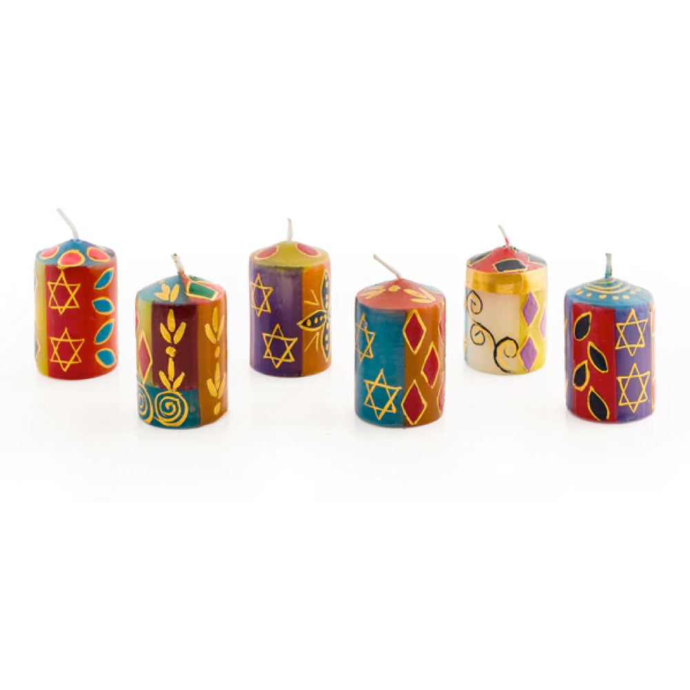 Candle, Votives, Box of 6, Stars, Hand Painted Design