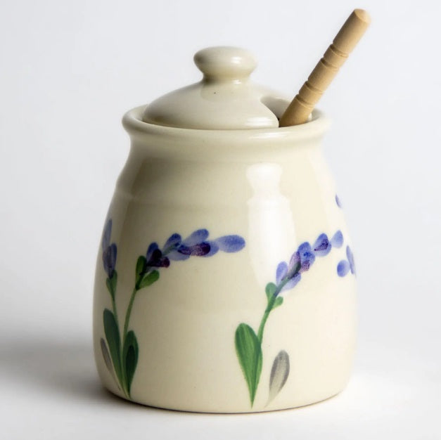 Honey Jar, Lavender Design, Hand Painted Ceramic