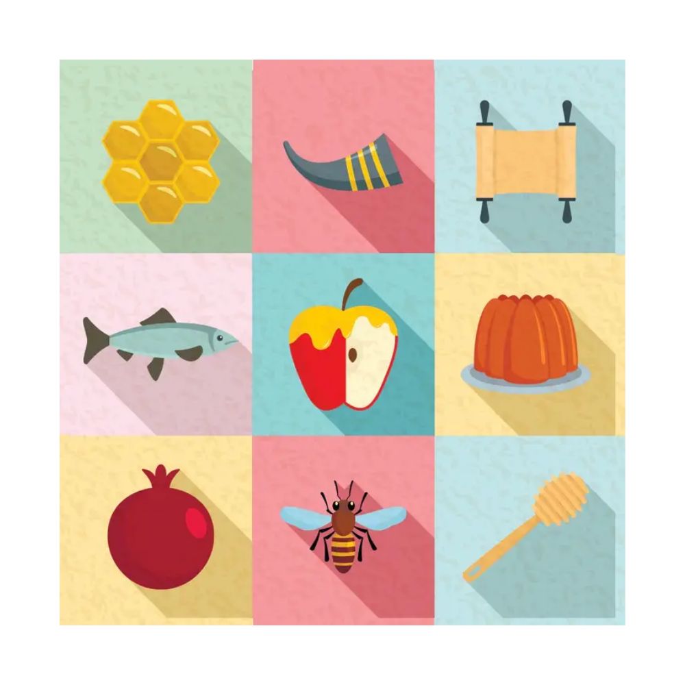 Napkin, Rosh Hashanah Symbols, Cocktail Size