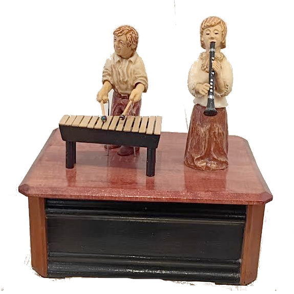 Music Box, Joyful Music, Hand Carved Tagua Nut and Wood, One of a Kind