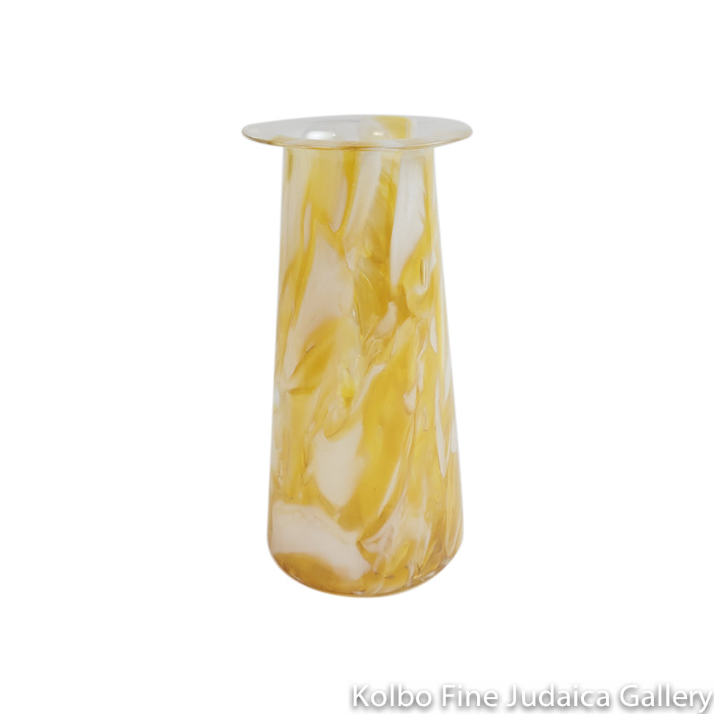 Vase, Hand-Blown Glass, Large Rim, Broken Wedding Shards, White Background