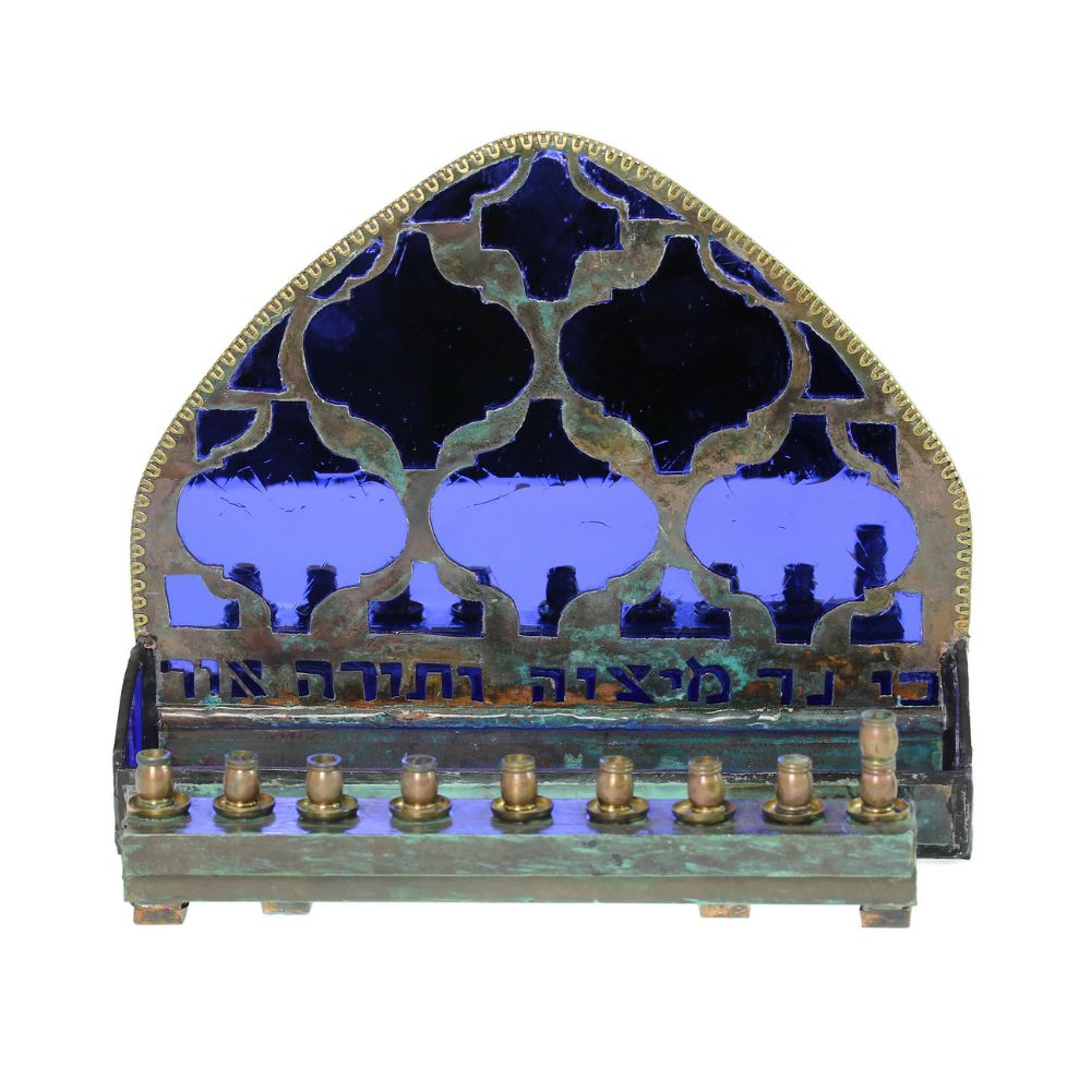 Menorah, Art Glass, Copper Foil, and Copper Fittings, One of A Kind #12