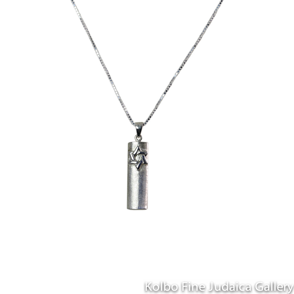 Necklace, Mezuzah with Star, Sterling Silver, Includes 24" Box Chain
