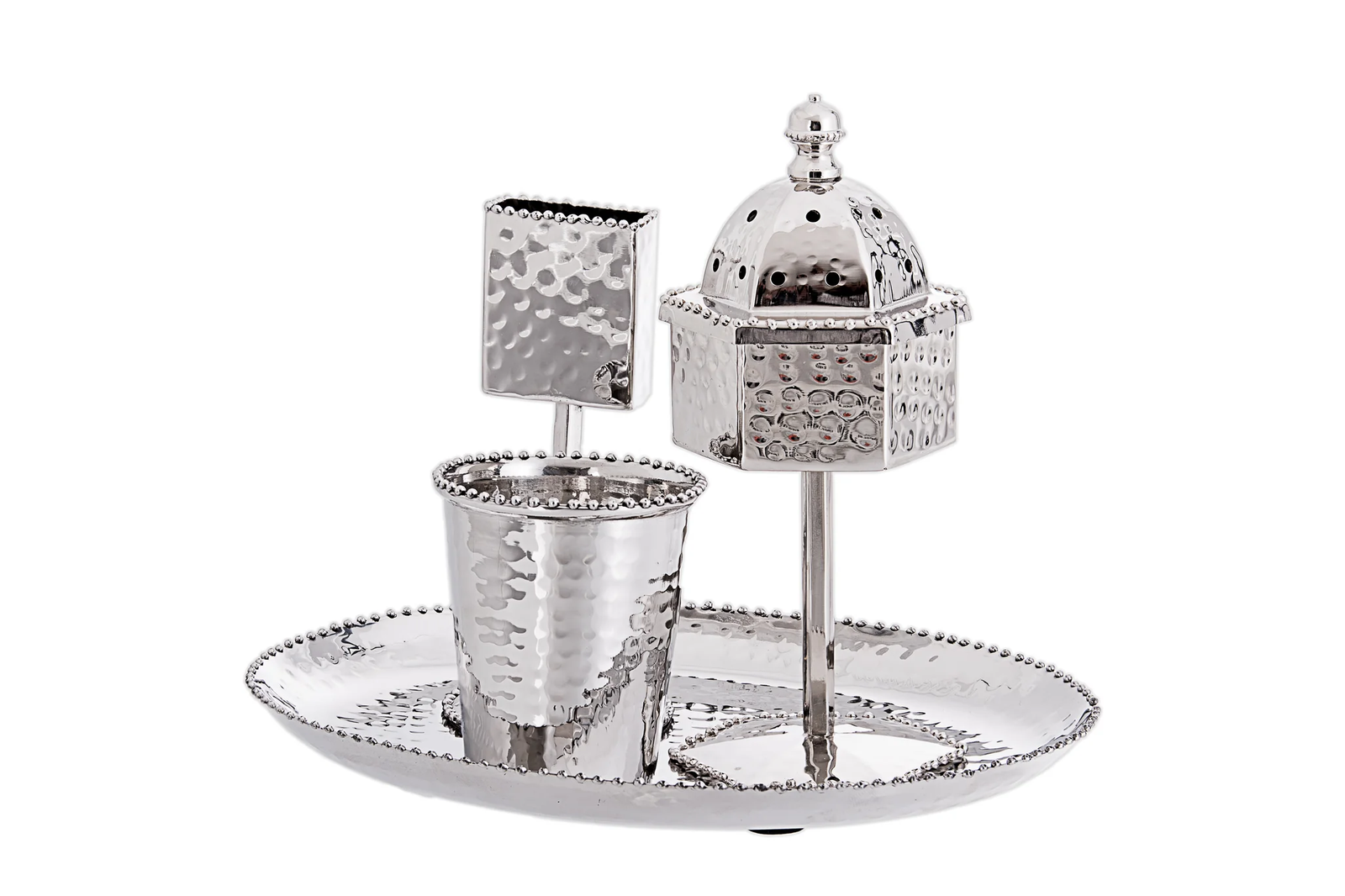 Havdalah Set, Hammered Stainless Steel