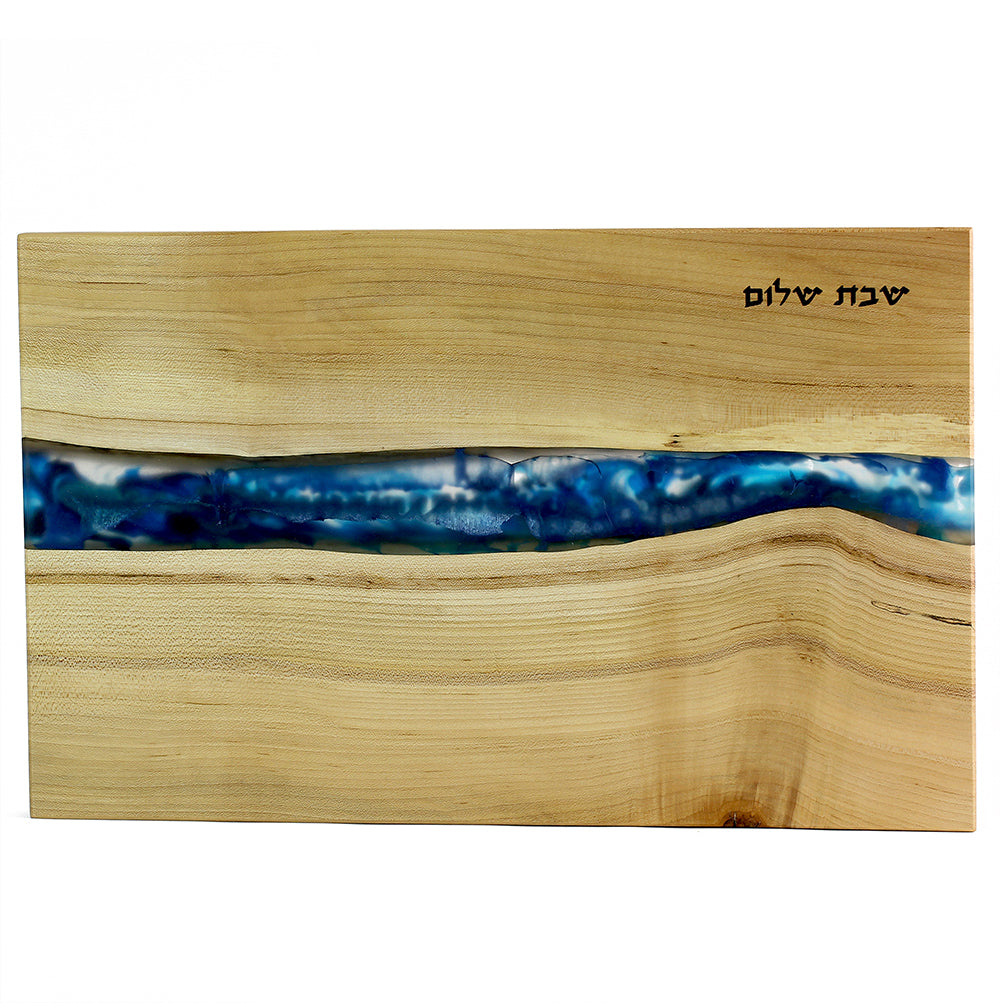 Challah Board, Ambrosia Maple with Blue and Clear Epoxy, One of a Kind