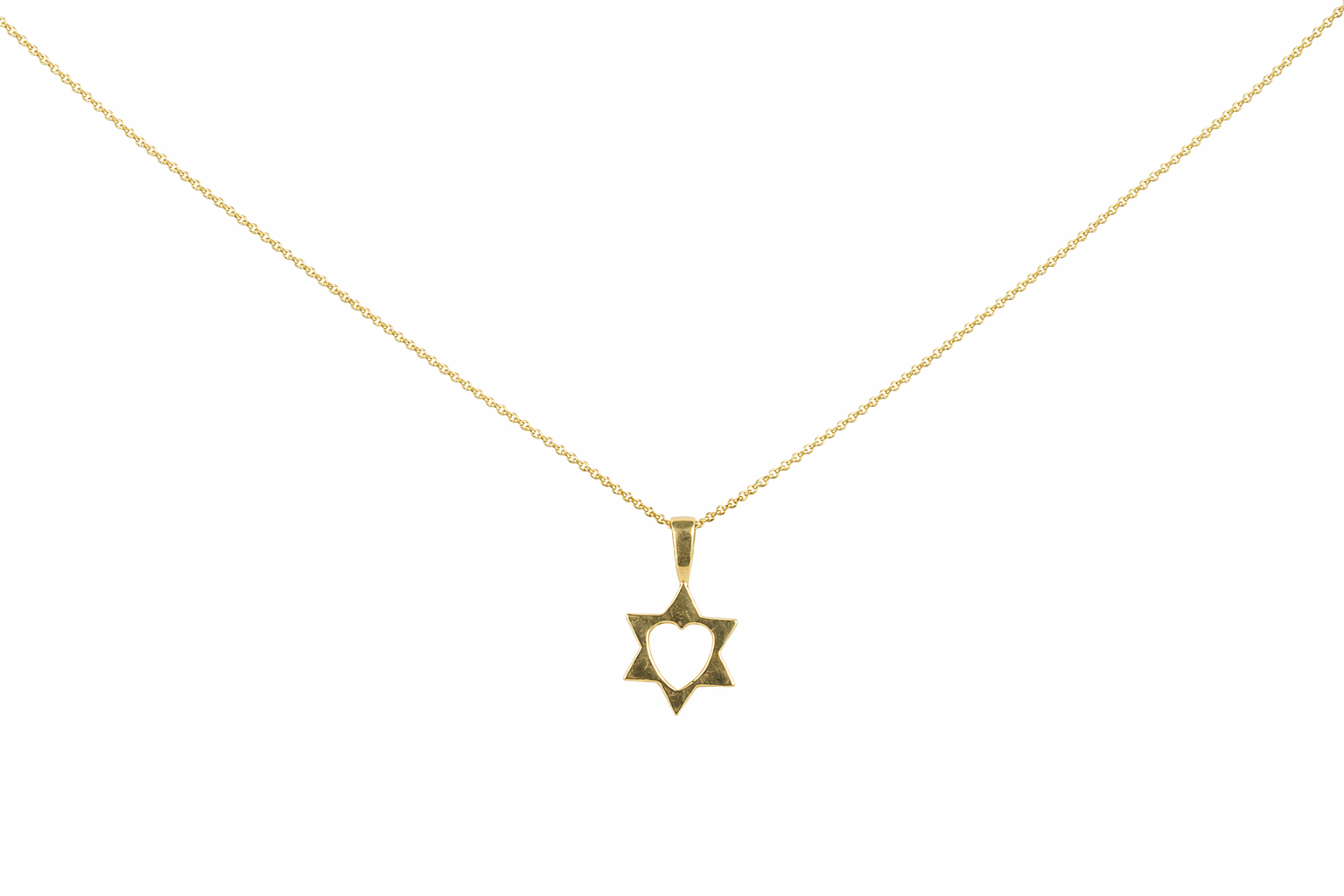 Necklace, Star with Cut Out Heart, Gold Plate