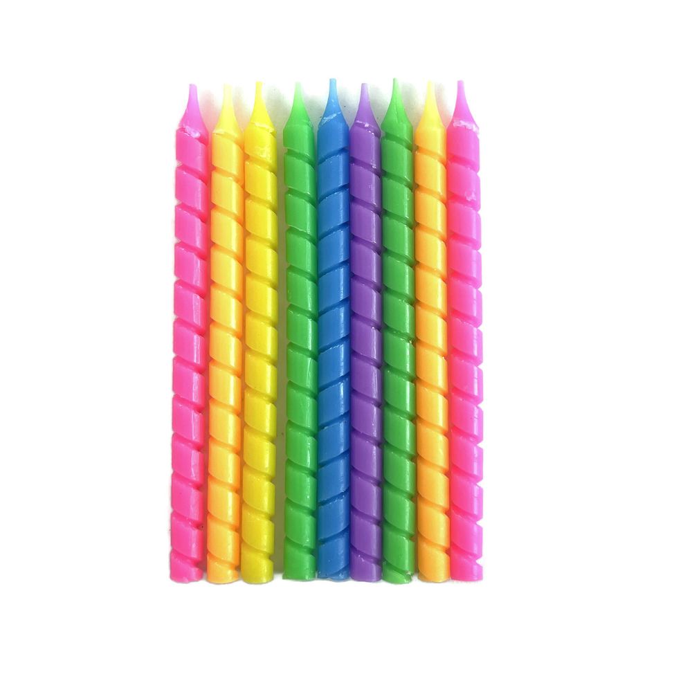 Chanukah Candles, Vibrant Spiral Design, Pack of 45
