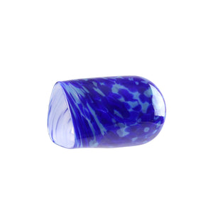 Breaking Glass and Pouch, Two Tone Blue Colors, Hand-Blown Glass
