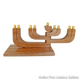 Menorah, Kinetic Design with Movable Arms in Mahogany Sapele Wood