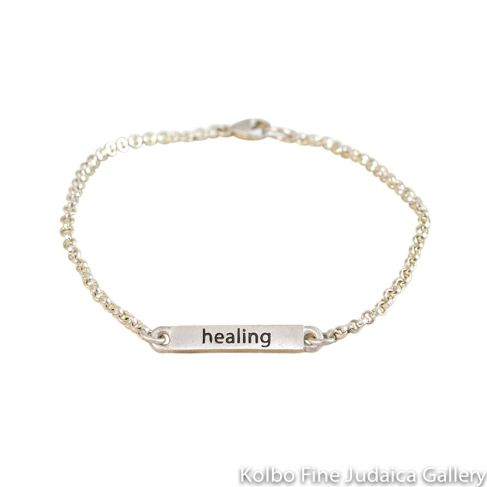 Bracelet, Healing, in Hebrew and English, Pewter