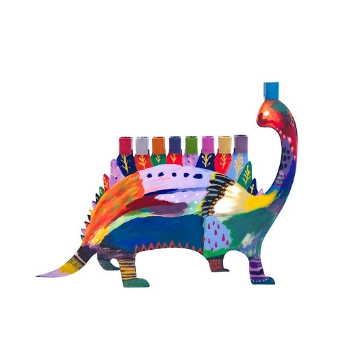 Menorah, Double-Sided Dinosaur, Lasercut Metal