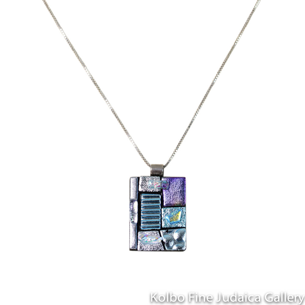 Necklace, Dichroic Fused Glass Pendant, Sterling Silver Chain, Unique