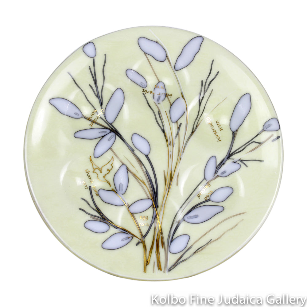 Circle Seder Plate Passover plate made of ceramic, hand-painted, Designed in flower popular handmade painting, a children's gift for Passover