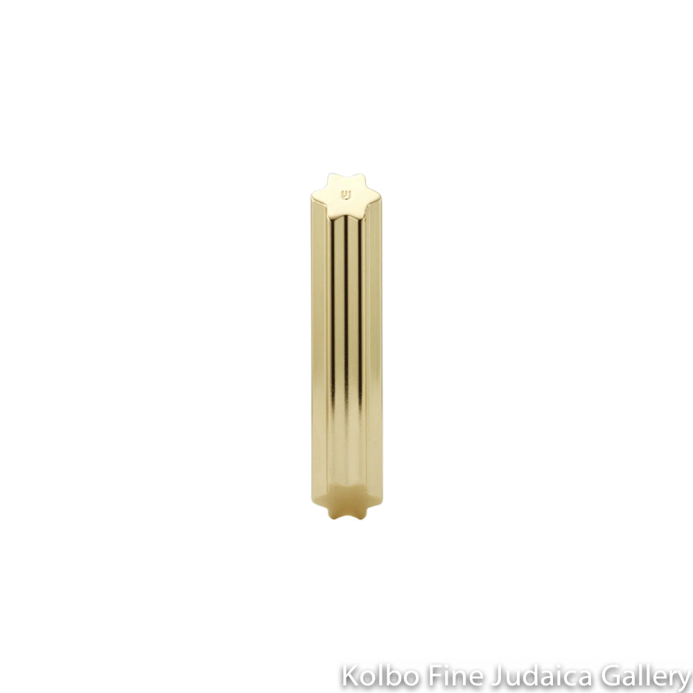 Mezuzah, Elongated Star with Yellow Gold Plated Polished Metal Alloy