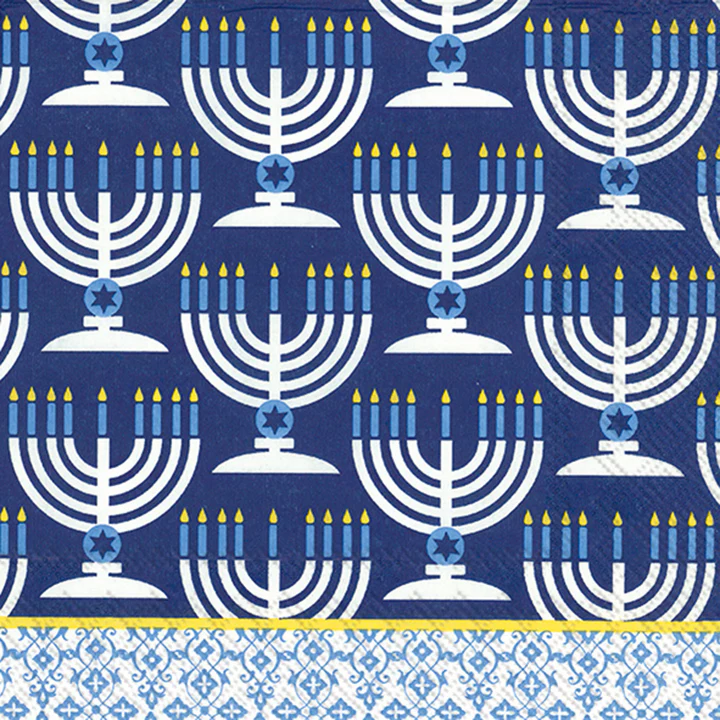Napkins, Blue Menorah, Festival of Lights, Includes 20, Full Size