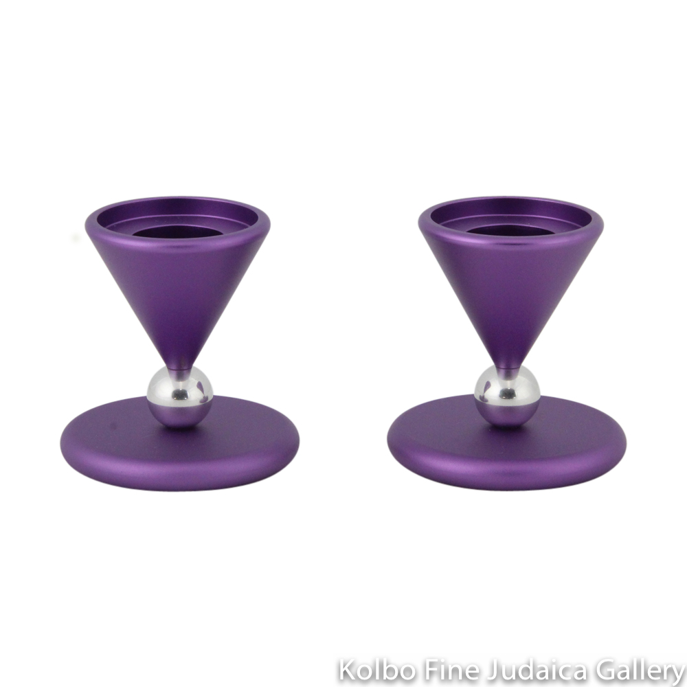 Candlesticks, Purple Anodized Aluminum with Ball