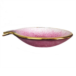 Serving Dish, Pomegranate Design, Hand Cut Glass with 22K Gold Luster