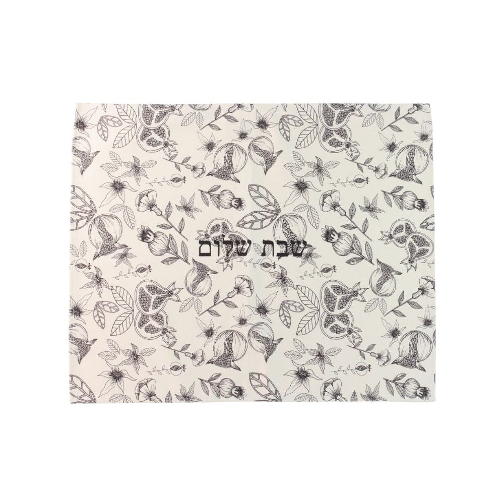 Challah Cover, Original Black and White Pomegranate Design, Organic Cotton Drill