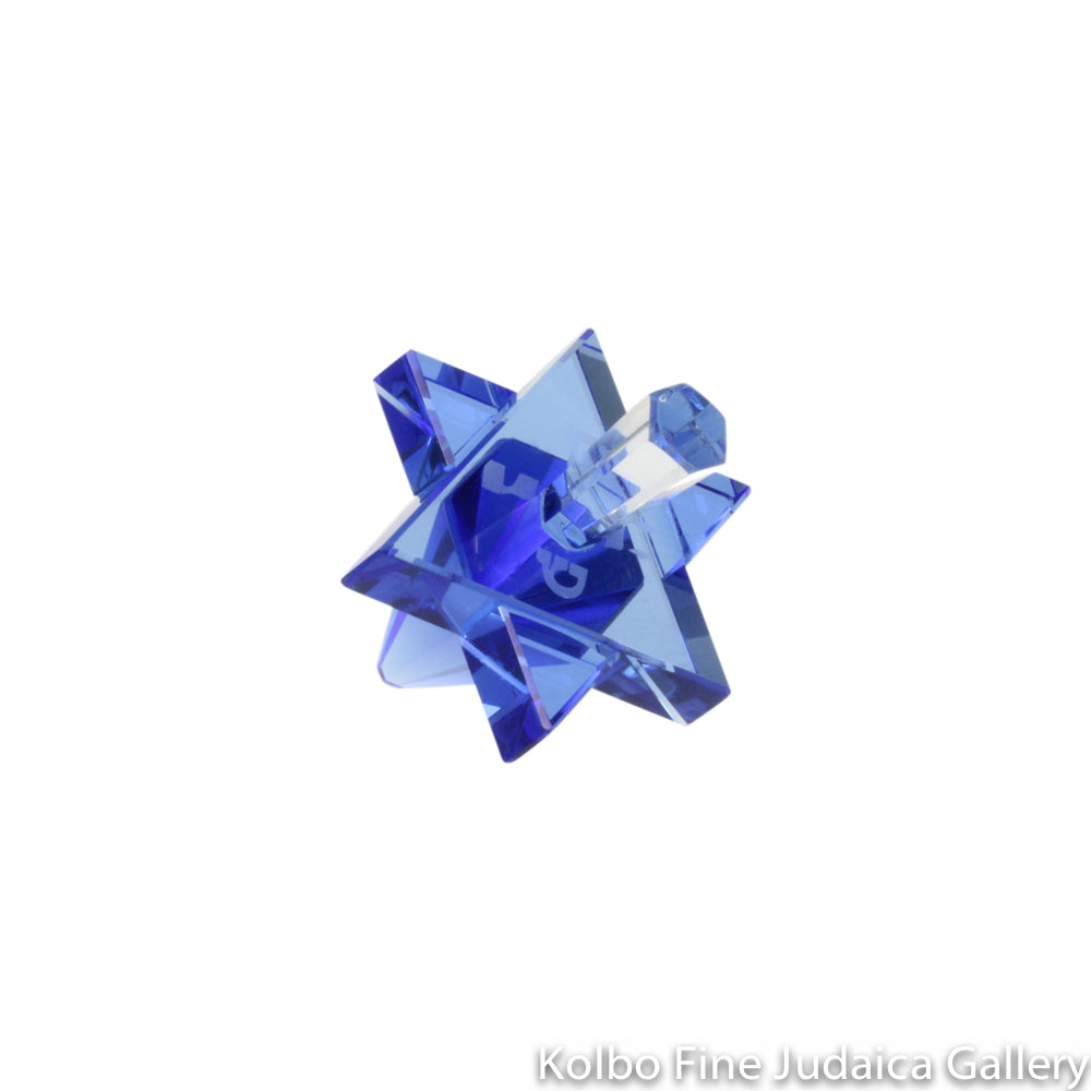Dreidel and Stand, Blue Star of David with Hebrew Letters, Crystal