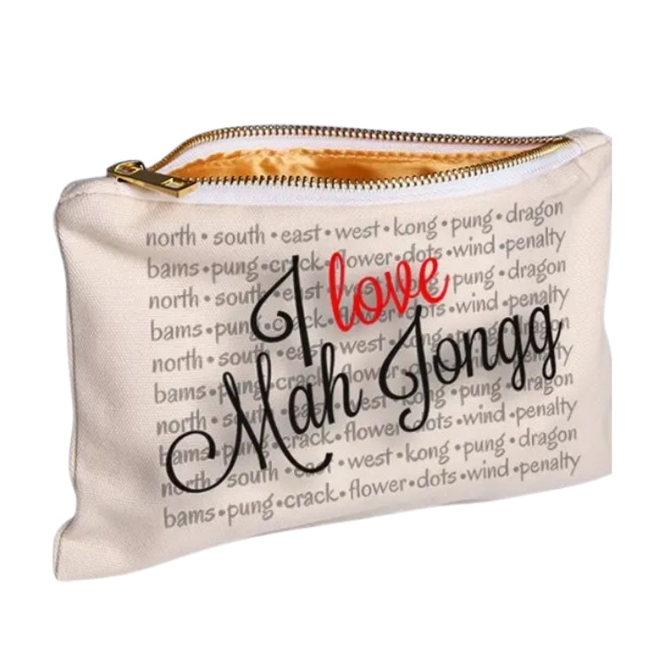 Mah Jongg Pouch, I Love Mah Jongg, Fits Large Card