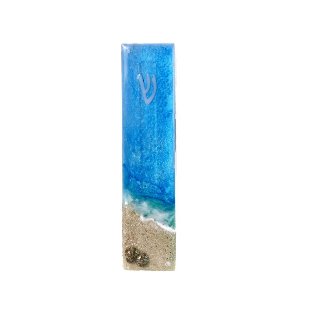 Mezuzah, At The Ocean's Edge, Plexiglass with Sand and Shells
