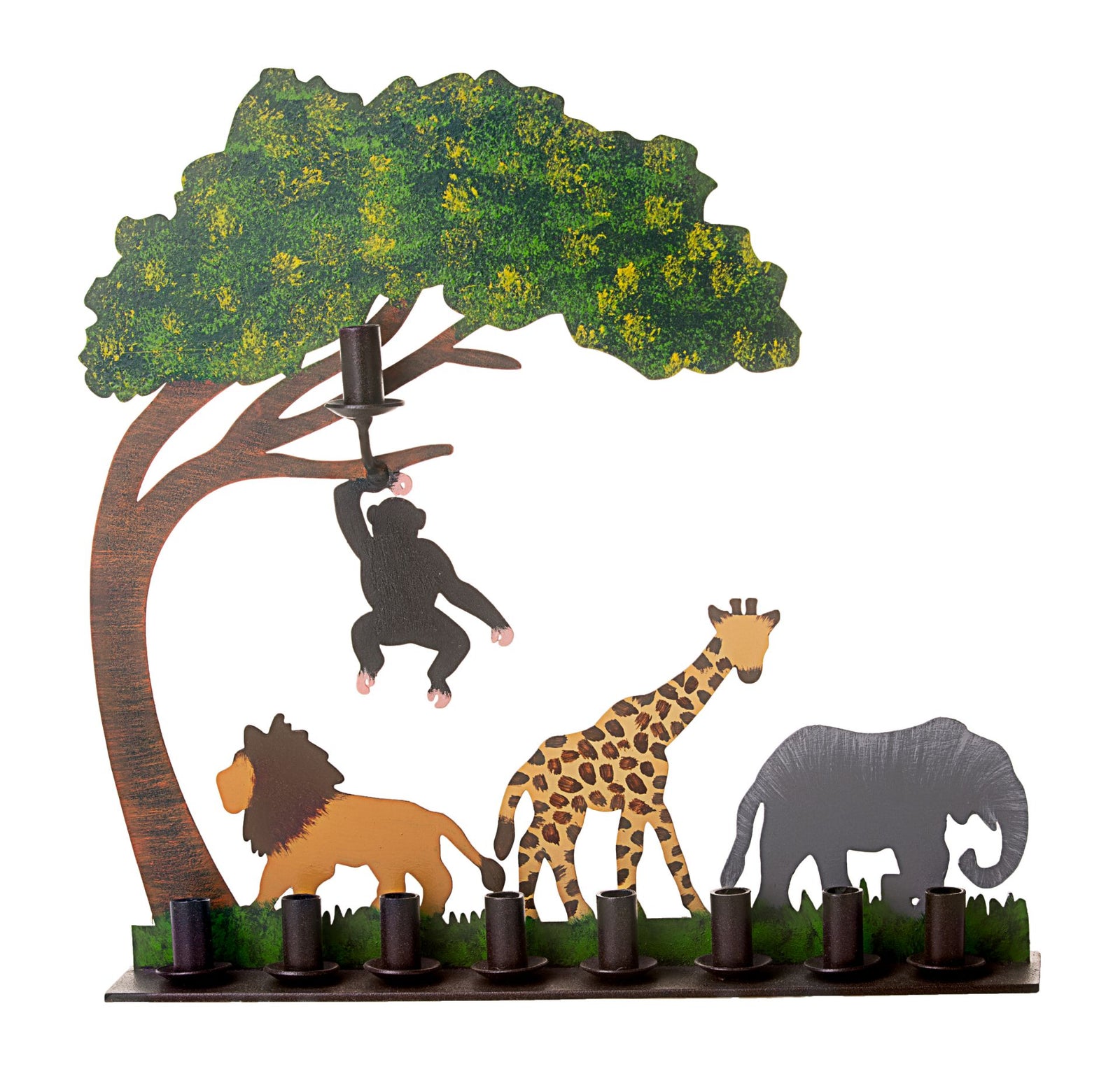 Menorah, Safari, Hand Painted Metal