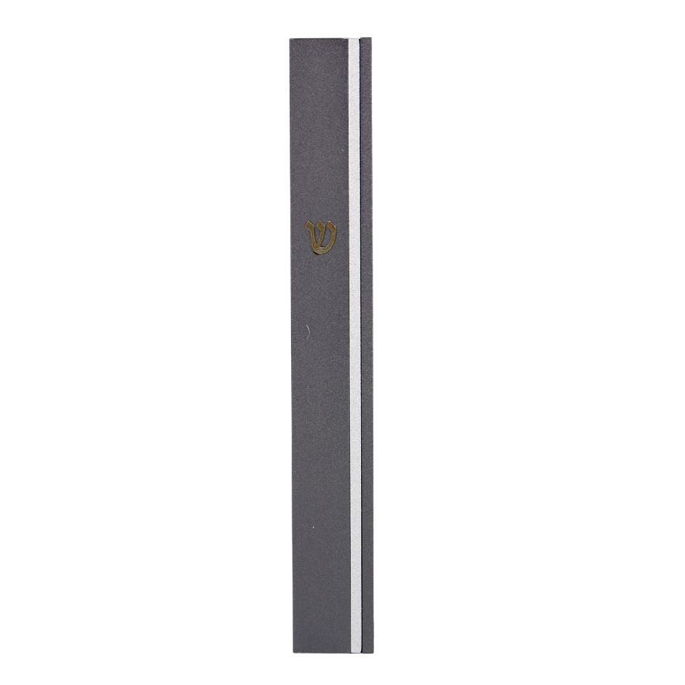 Mezuzah, Gray with Silver Stripe, Anodized Aluminum