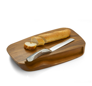 Challah Board, Acacia Wood with Serrated Knife