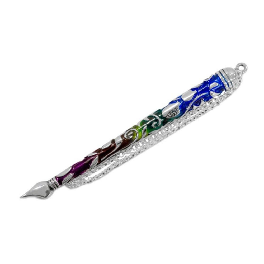 Yad, Pomegranate Design, Rainbow Color Enamel on Pewter Mix