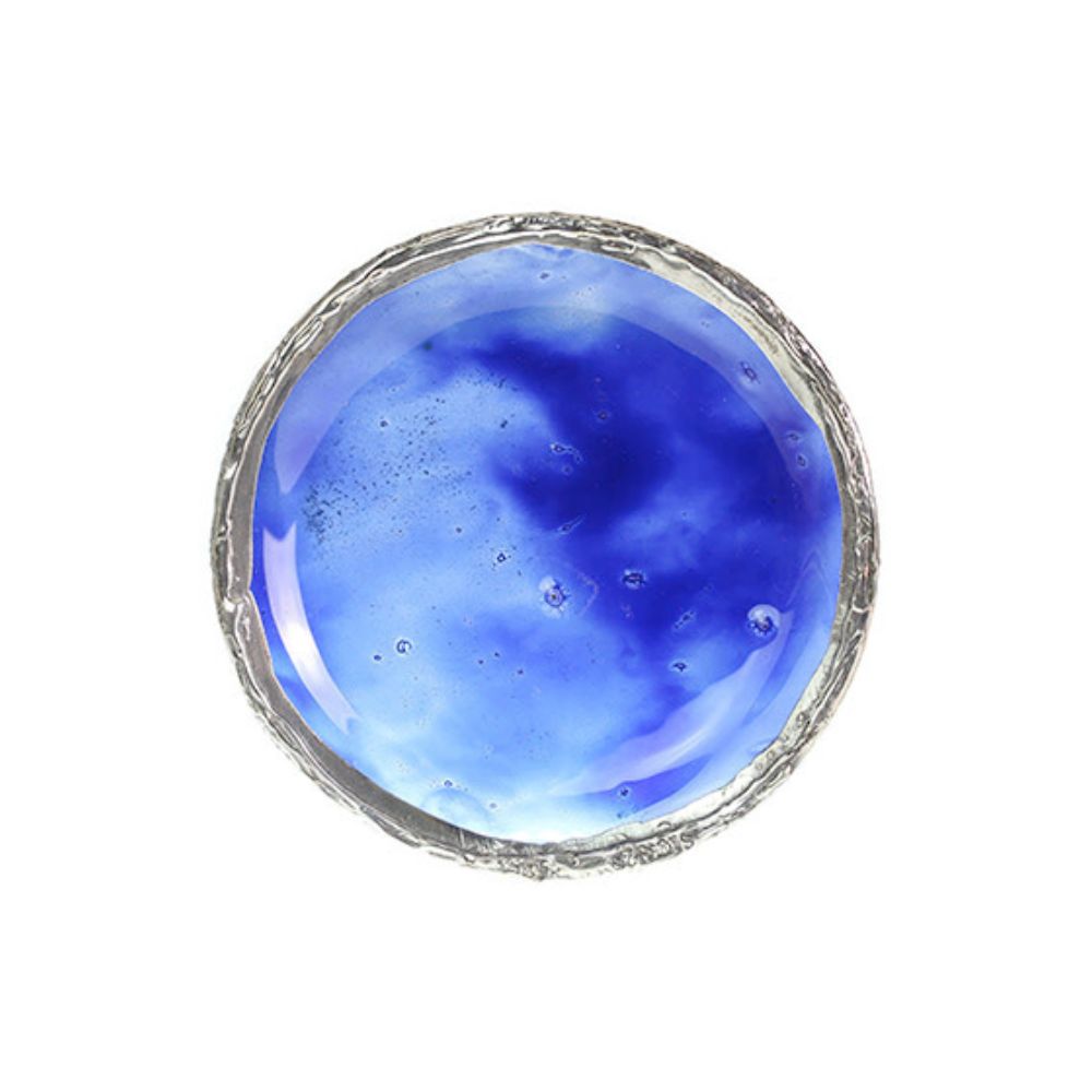 Saucer for Kiddush Cup, Electroform Sterling Silver and Blue Glass